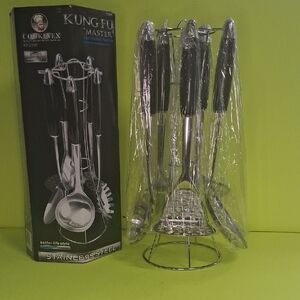 7-Piece Stainless Steel Utensil Set - Black